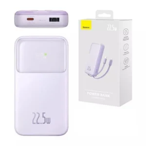Baseus Comet Series 22.5W 20000mAh Dual Cable Digital Display Power Bank - Purple Color