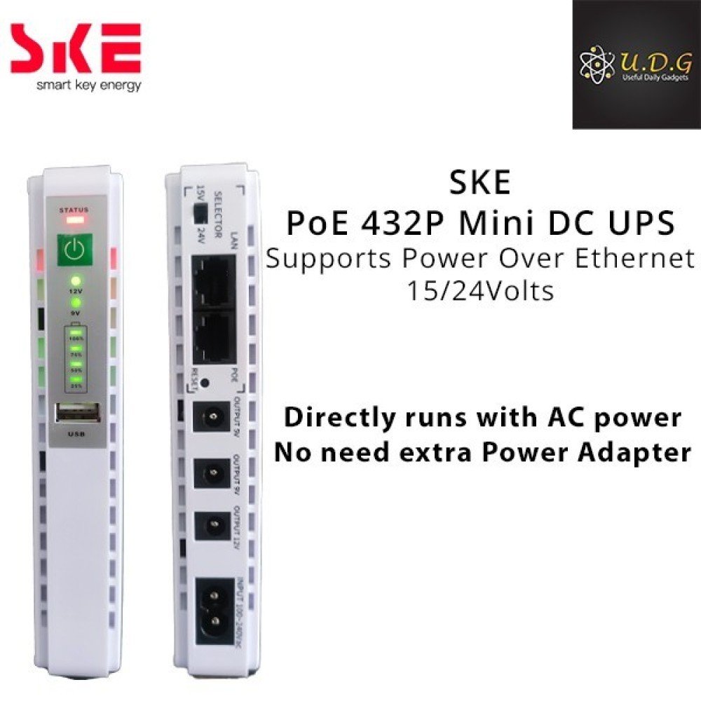 SKE POE 432P Mini DC UPS 10400mAh - Router, ONU & CCTV Backup - Image 2