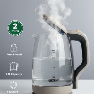 GearUP GK15 Electric Glass Kettle 1.8L – 1500W Fast Boil - TechFeri Bangladesh