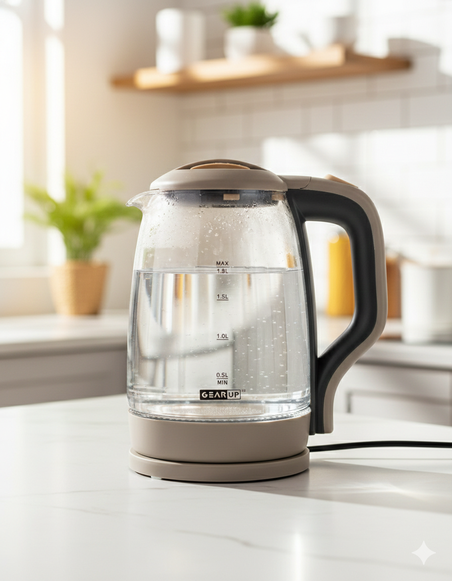 GearUP GK15 Electric Glass Kettle 1.8L – 1500W Fast Boil - TechFeri Bangladesh