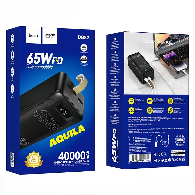 Hoco DB82 40000mAh 65W Power Bank – Laptop Charging Support - Image 2