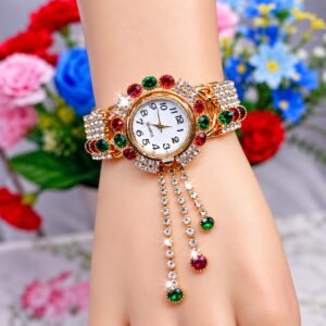 Crystal Tassel Bracelet Watch Red Green
