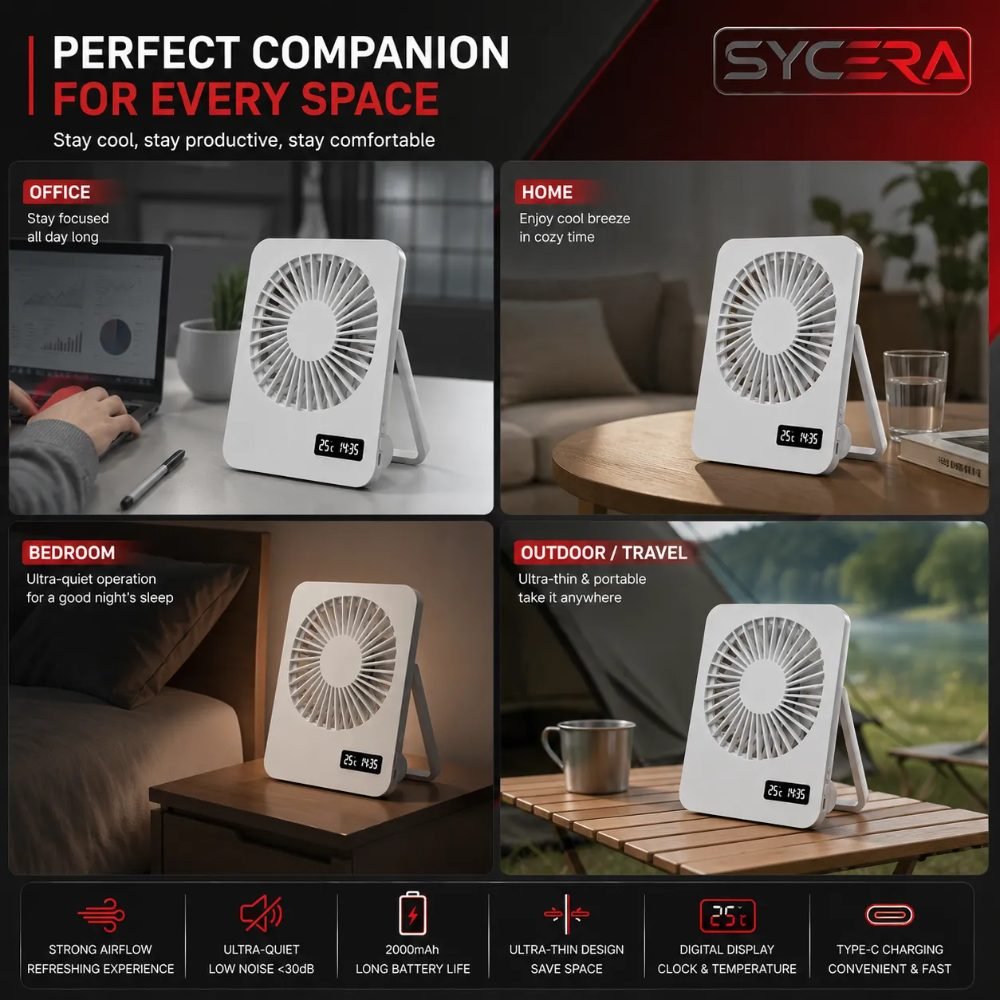 Desktop Fan for office, home, bedroom, travel